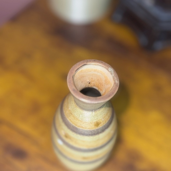 vintage Napcoware vase earth tone colors horizontal stripes shades brown. MCM 7" - Picture 8 of 9